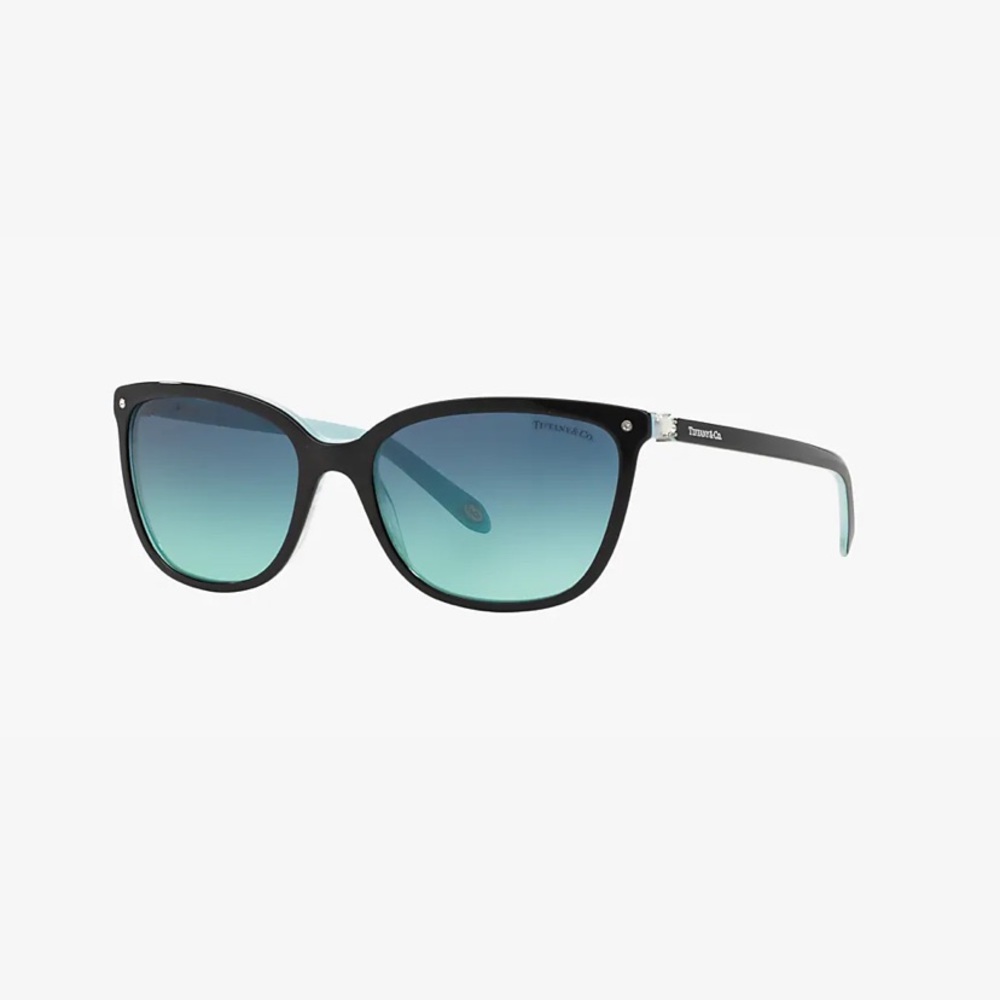 Tiffany & Co TF 4105-HB 8193/9S Cat Eye Black Sunglasses Blue Gradient Lenses